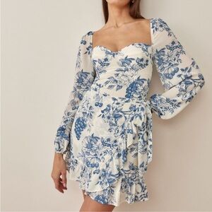 Floral Blue and White Dress